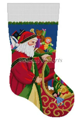 0135 Santa At Sleigh Stocking 1