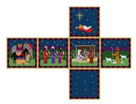 0205-18 Nativity 3D Cube Ornament 1