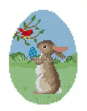 0448 Rabbit With Cardinal Easter Egg 1