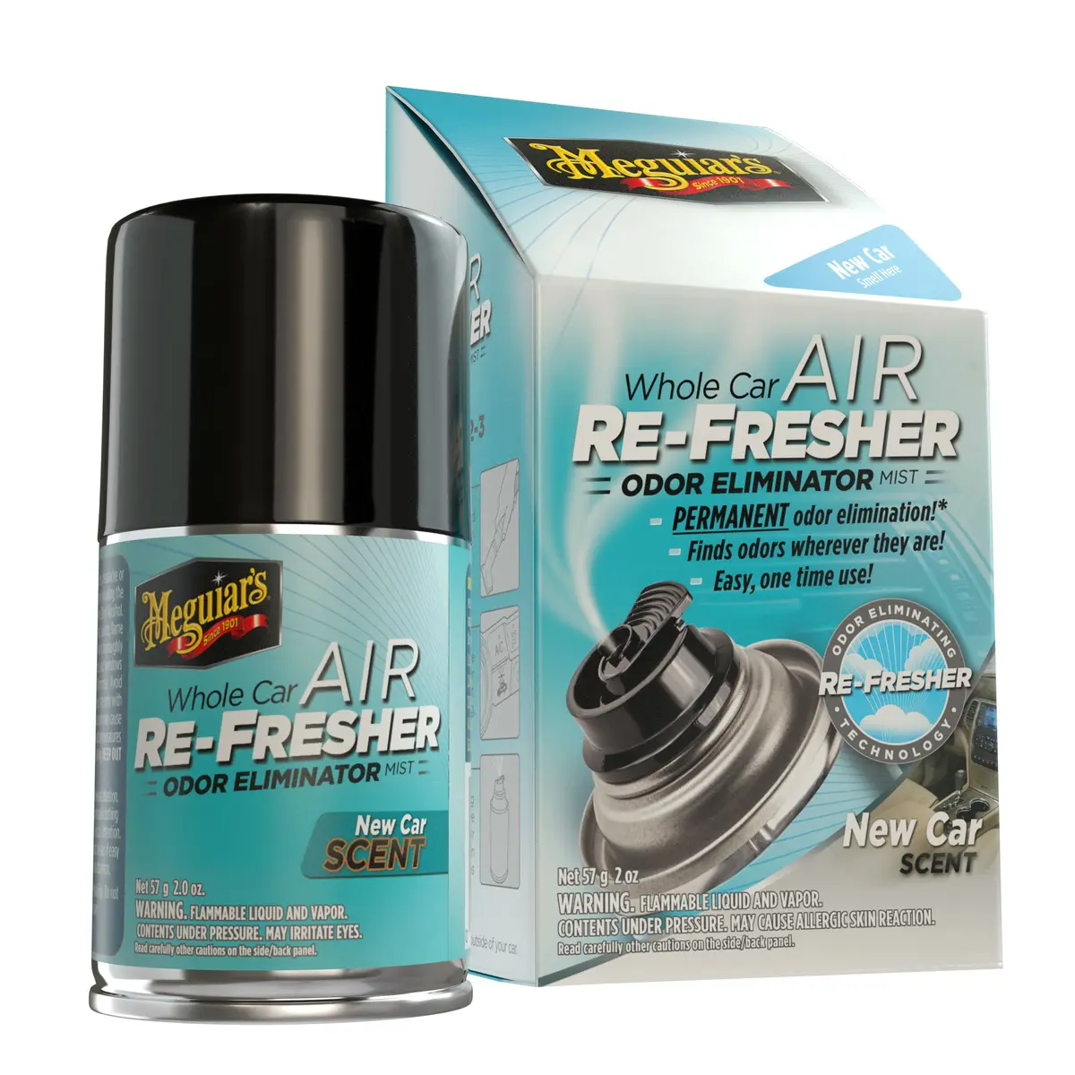 Meguiar's G16402 Whole Car Air Re-Fresher Odor Eliminator Mist, New Car Scent, 2 1