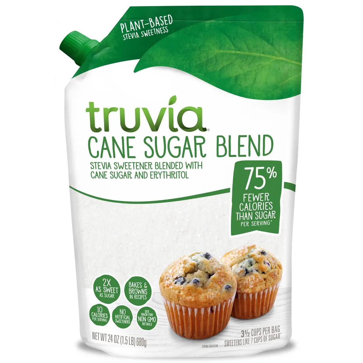 Truvia Cane Sugar Blend, Mix Of Stevia Sweetener And Cane Sugar (24 Oz Bag) 1