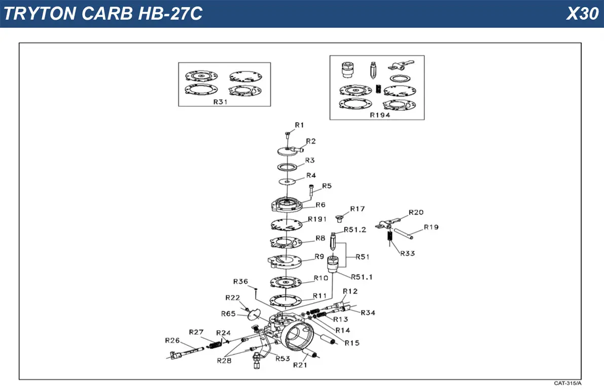 Tryton Carburetor Parts Hb-27C 1