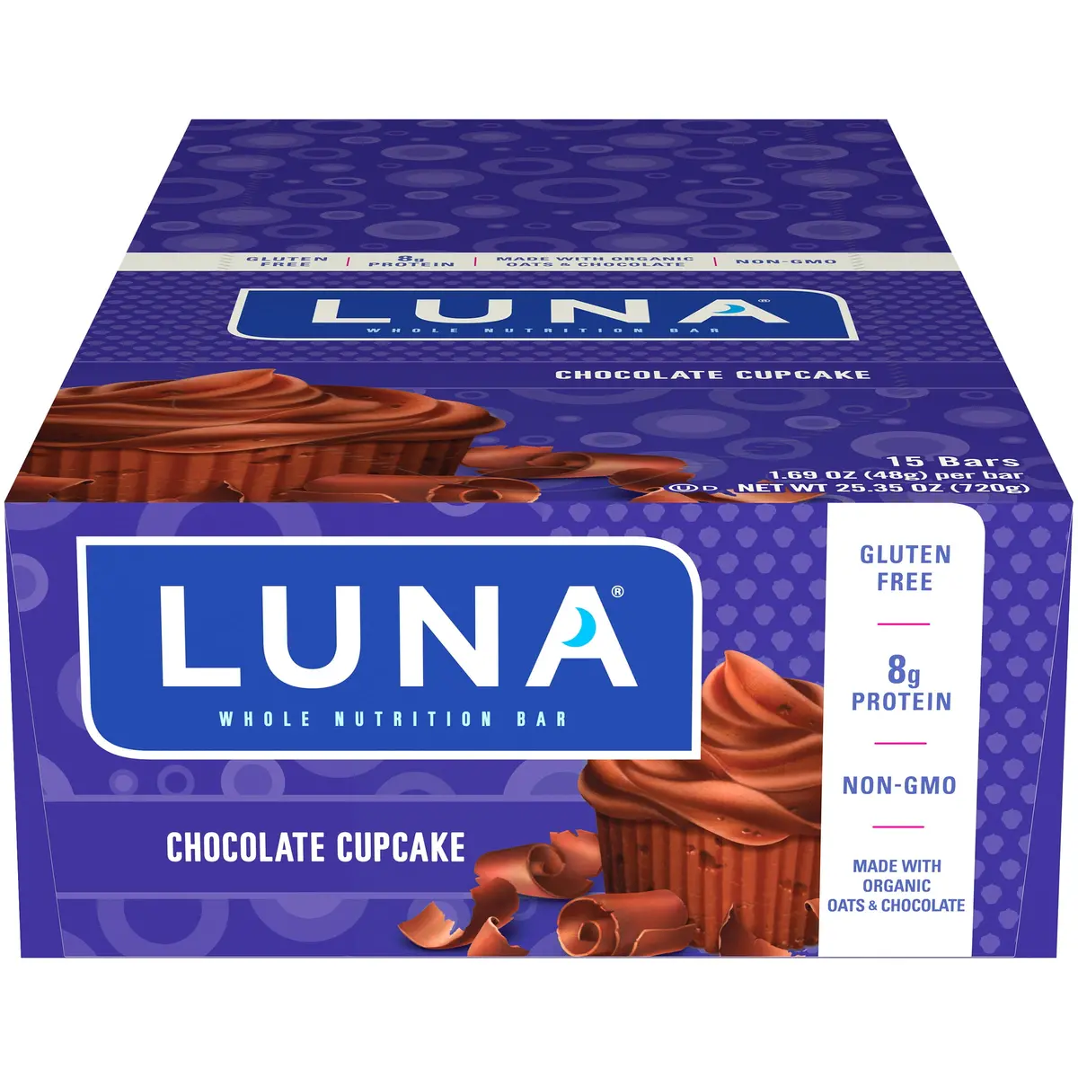 Luna Bar Snack Bars, Gluten Free, Chocolate Cupcake Flavor, 15 Ct, 1.69 Oz 1