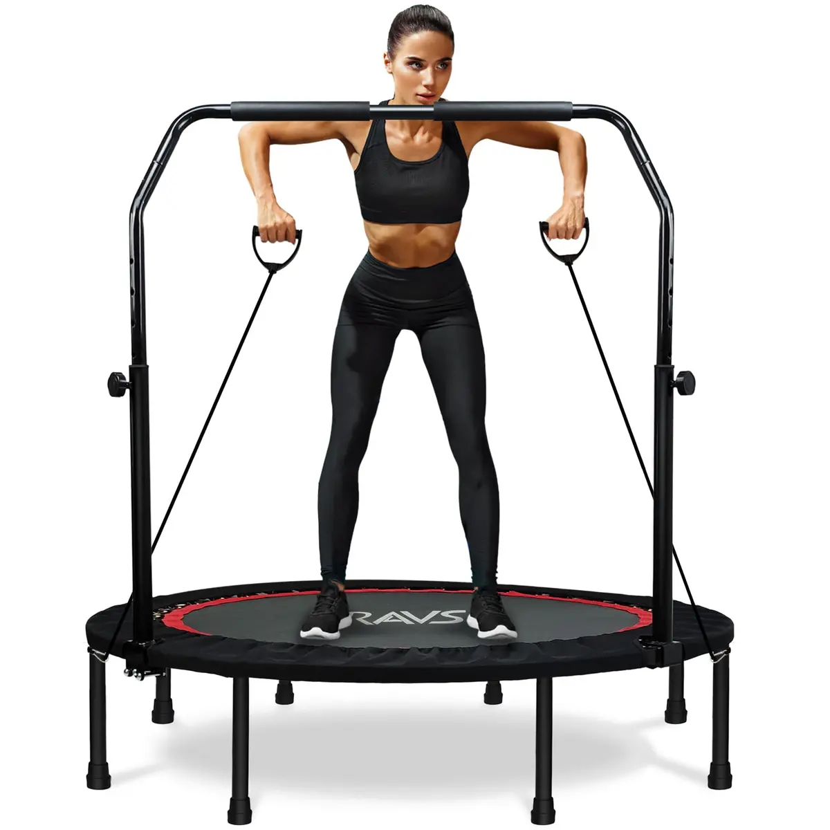 48'' Inch Foldable Mini Fitness Trampoline Rebounder For Kids And Adults With Handle 1
