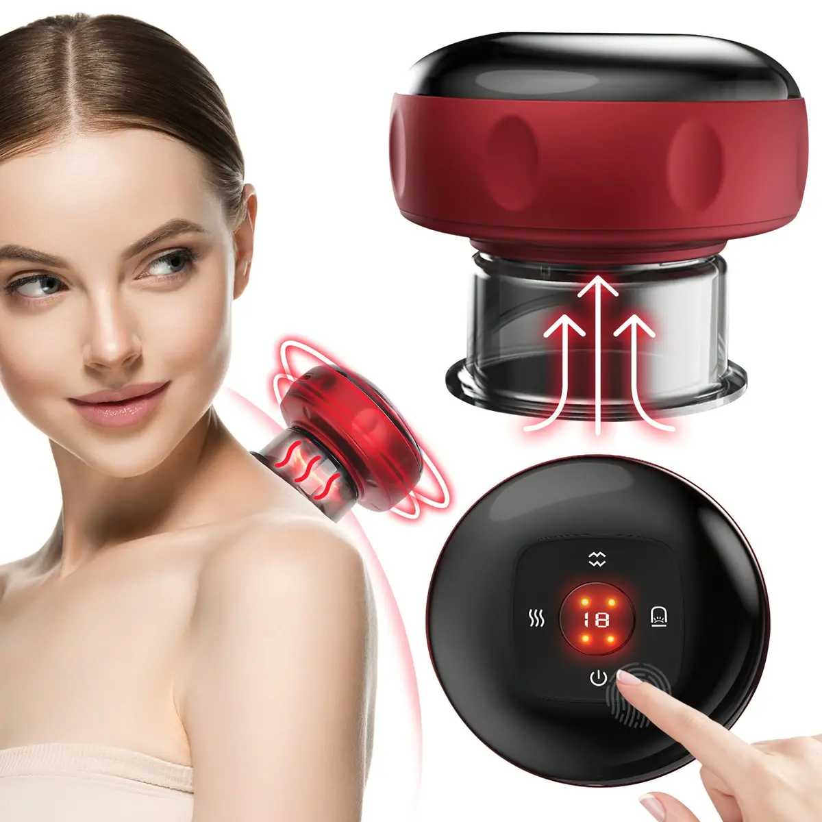 Electric Cupping Therapy Set, Gua Sha Massage Tool W/ 12 Level Suction & Temperature 1