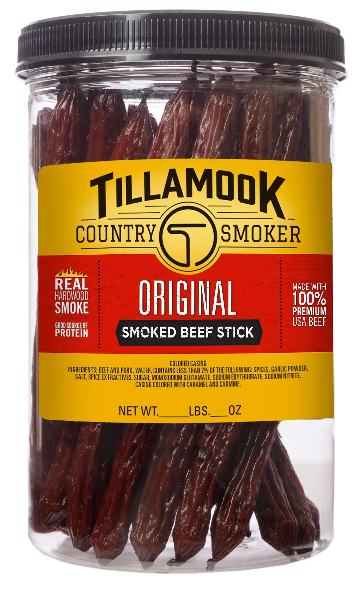 Tillamook Country Smoker Real Hardwood Smoked Beef Sticks Resealable Jar 20 Ct 1