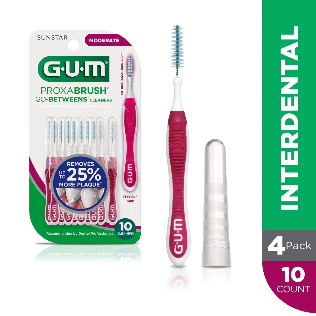 Gum Proxabrush Go-Betweens Interdental Brushes, Moderate, 10 Count (Pack Of 4) 1