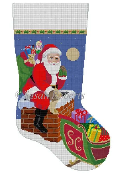 3249 Santa Down The Chimney Stocking 1