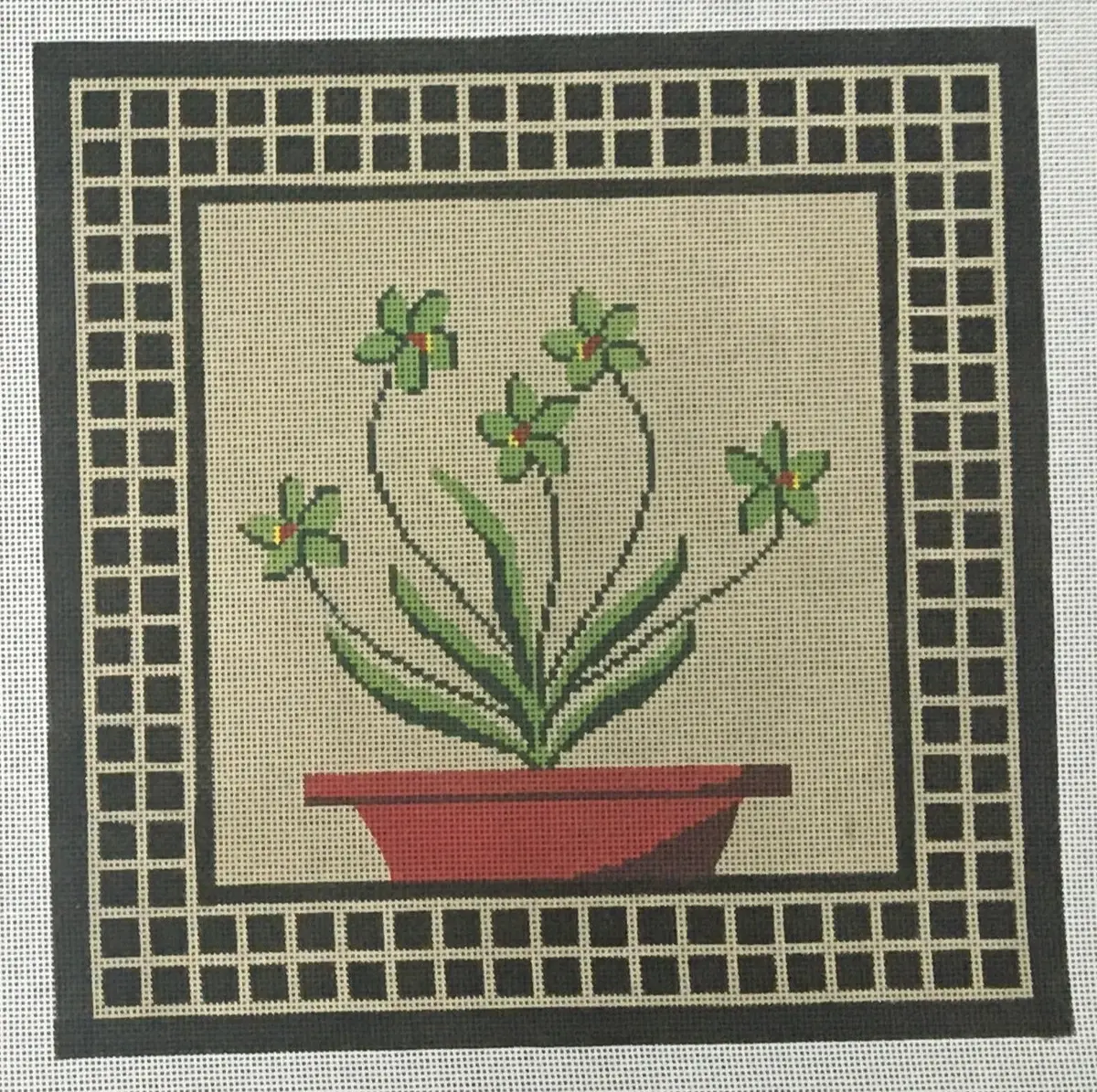Pil201 Green Flowers In Red Pot 1