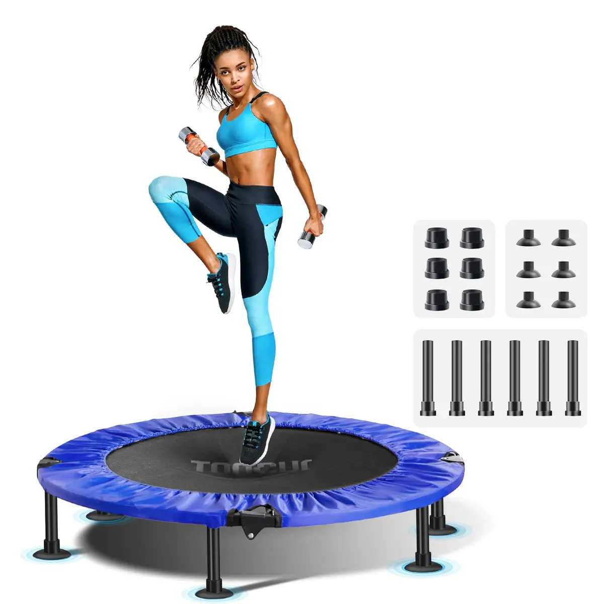 40" Fitness Trampoline Foldable Stable & Quiet, Folding Jump Rebounder 330 Lbs 1
