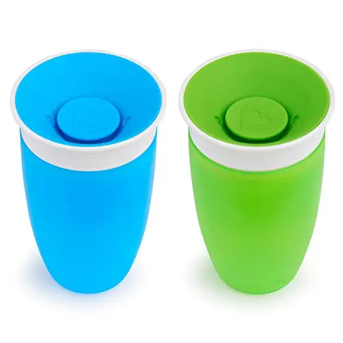 Munchkin Miracle 360 Toddler Sippy Cup Green/Blue 10 Ounce 2 Count Spill Proof 1