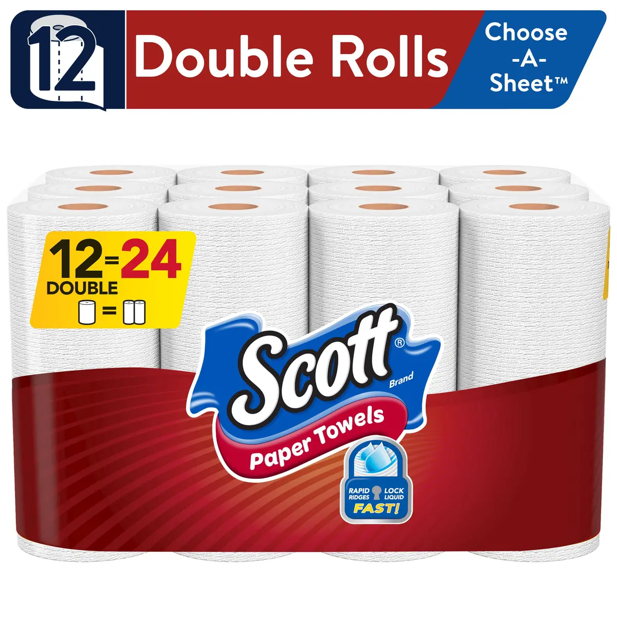 Scott Choose-A-Sheet Paper Towels, White, 12 Double Rolls 1