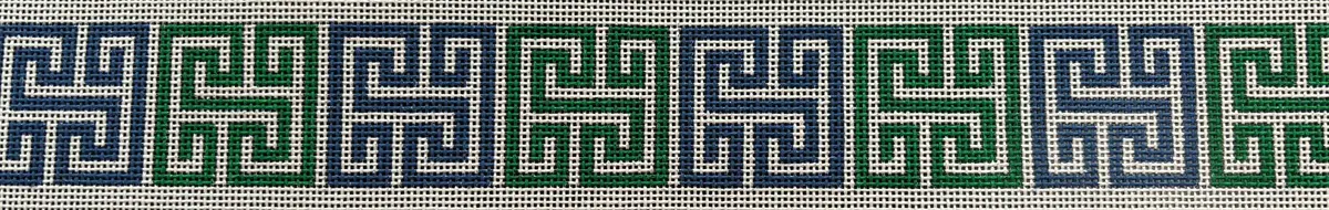 B513 Greek Key Square Belt Blue/Green 1