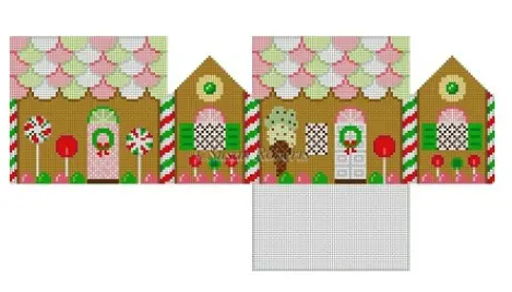 5231-18 Pink, Green, And White Neccos 3D Gingerbread House 1