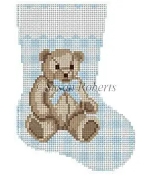 5421 Gingham Teddy Bear Mini Stocking - Blue 1