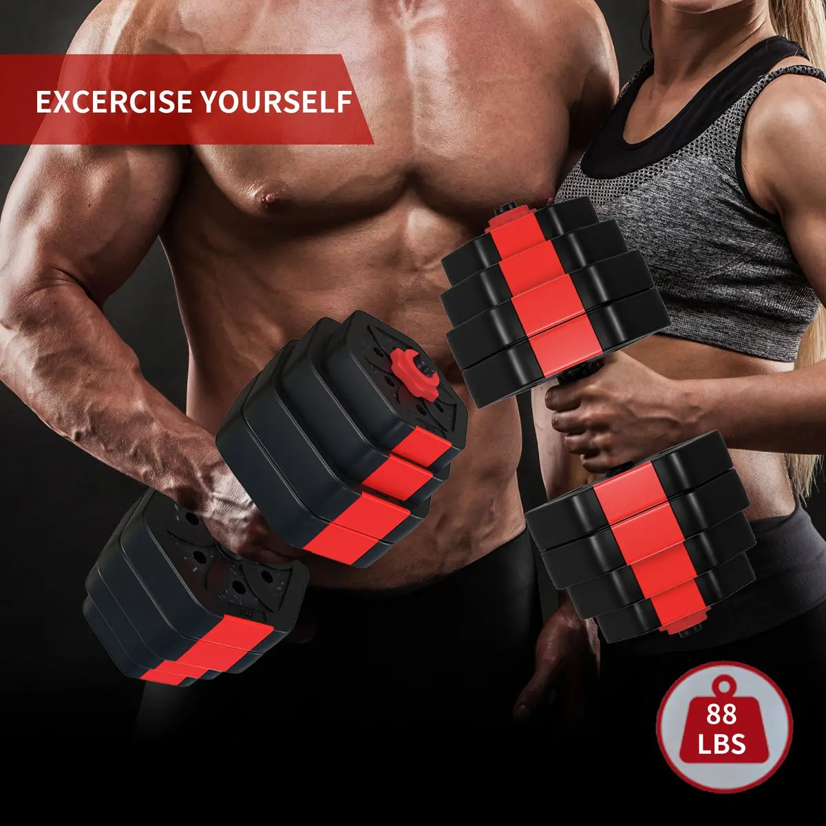 Adjustable Dumbbell Weight Set, Gym Workout With Connecting Rod 1