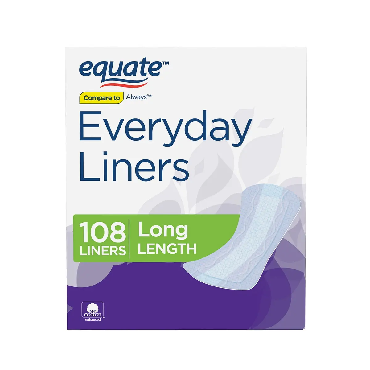 Equate Everyday Panty Liners Reliable Women Protection Long 108 Count Jumbo Pack 1