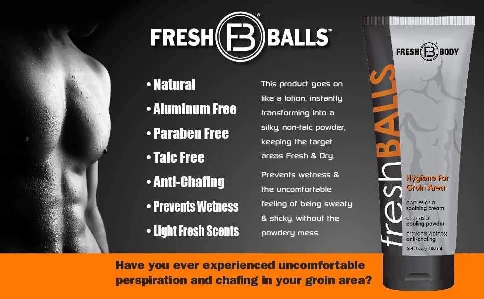 Fresh Body, Fresh Balls Lotion Solution For Men, 3.4 Oz 1