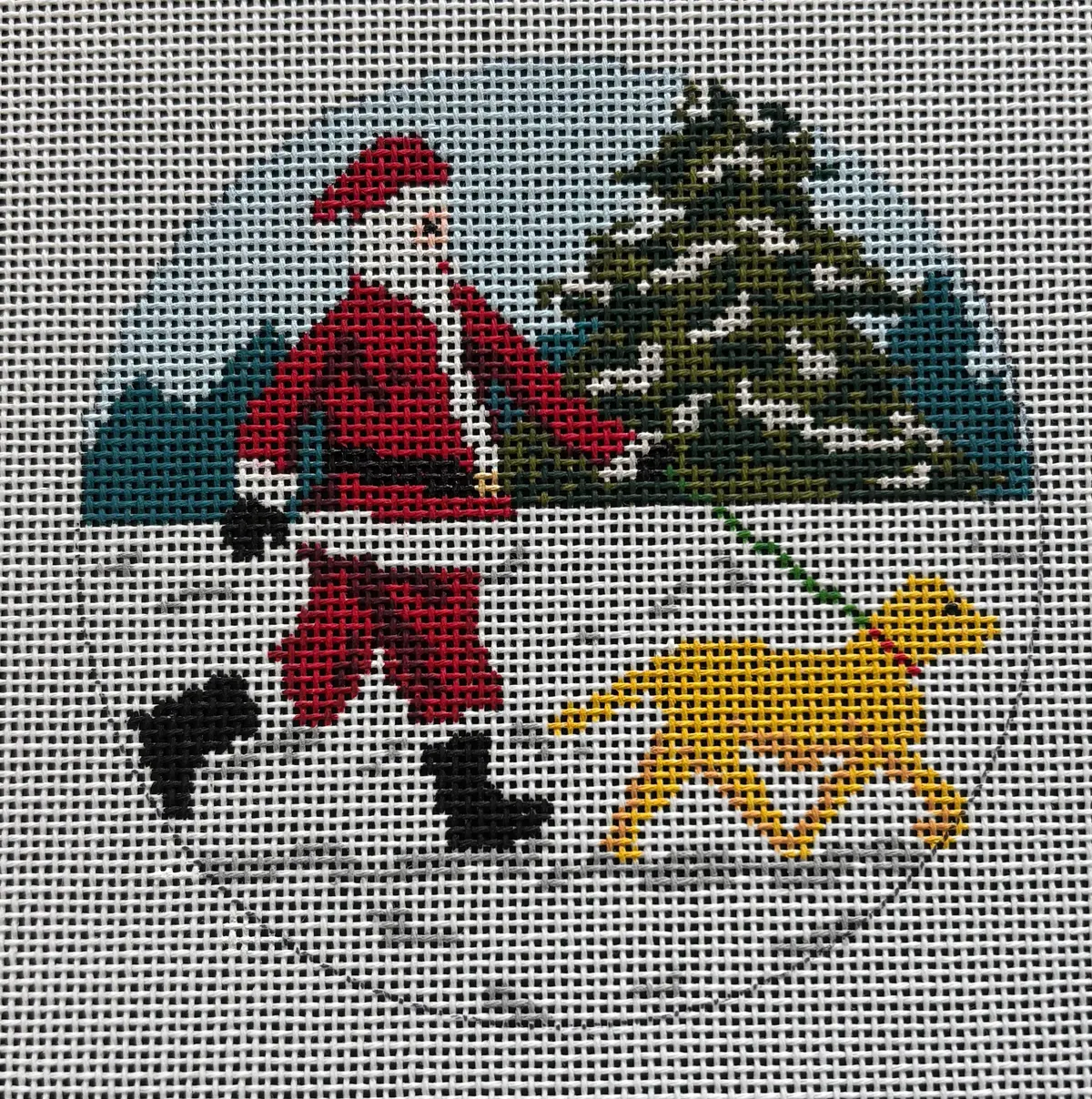 Aok106 Santa Walking Yellow Lab 1