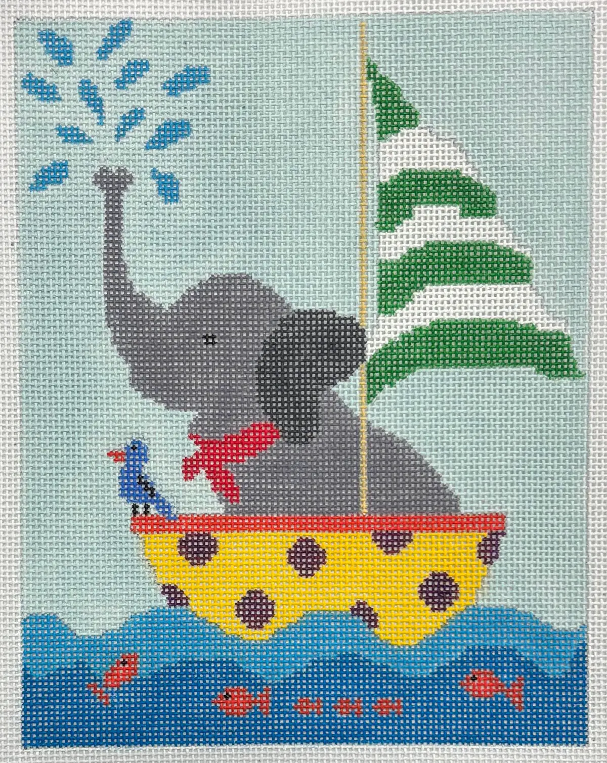 S-240 Elephant In Boat Tooth Fairy Pillow 1