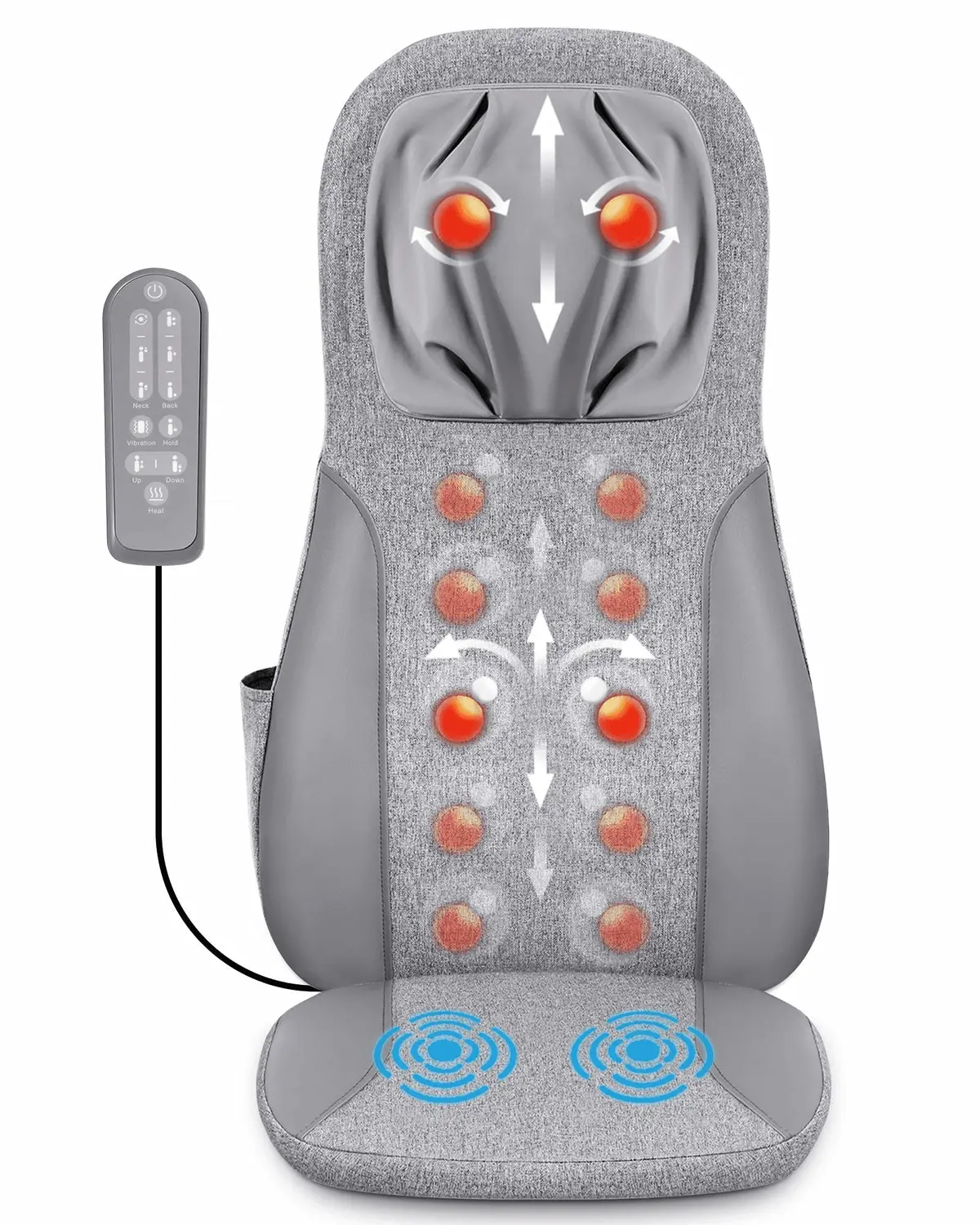 Back & Neck Shiatsu Massager Cushion Pad With Heat, Height Adjustable 1