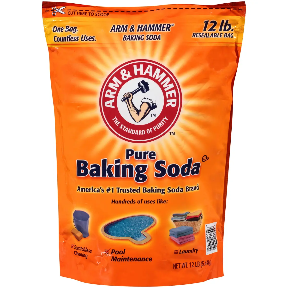 Arm & Hammer Pure Baking Soda 12 Lb Bag Sodium Bicarbonate All Purpose Cleaner 1