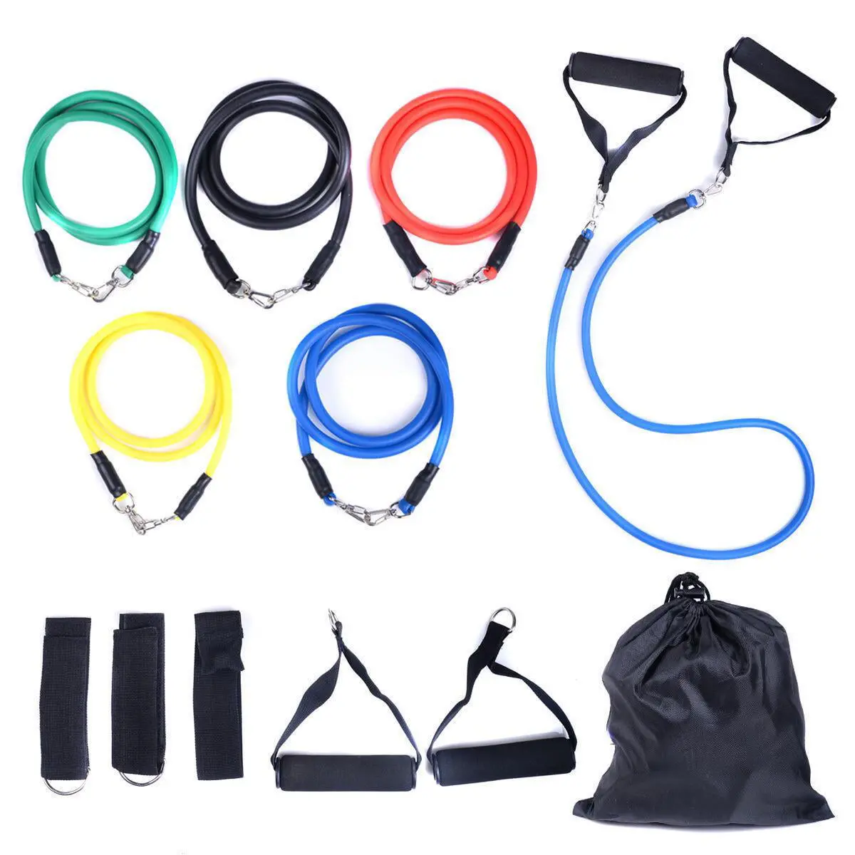 11 Pcs Resistance Band Set Yoga Pilates Abs Exercise Fitness Tube Workout Bands 1