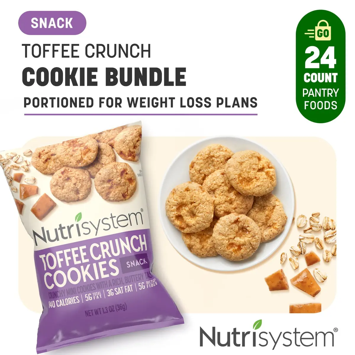Nutrisystem Toffee Crunch Cookies (24 Bag Bundle) - Delicious, Diet Friendly... 1