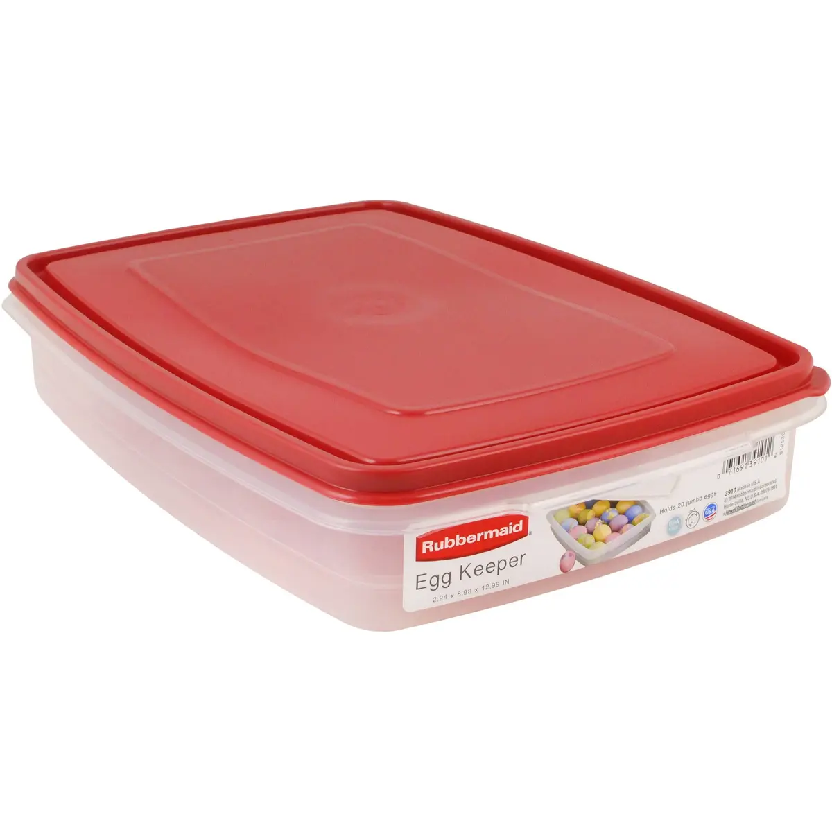 Rubbermaid Egg Container Holds 20 Eggs Clean With Red Lid-New 1