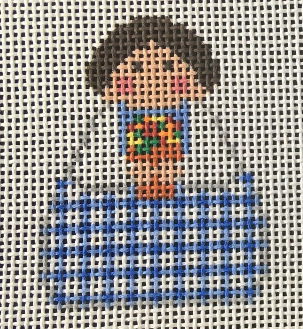 Si165-42 Blue Plaid Angel With Flower Pot 1