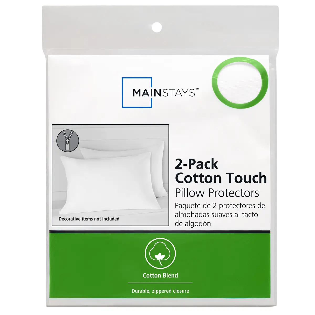 Mainstays Cotton Touch Zippered Pillow Protector Standard/Queen 2 Pack 1