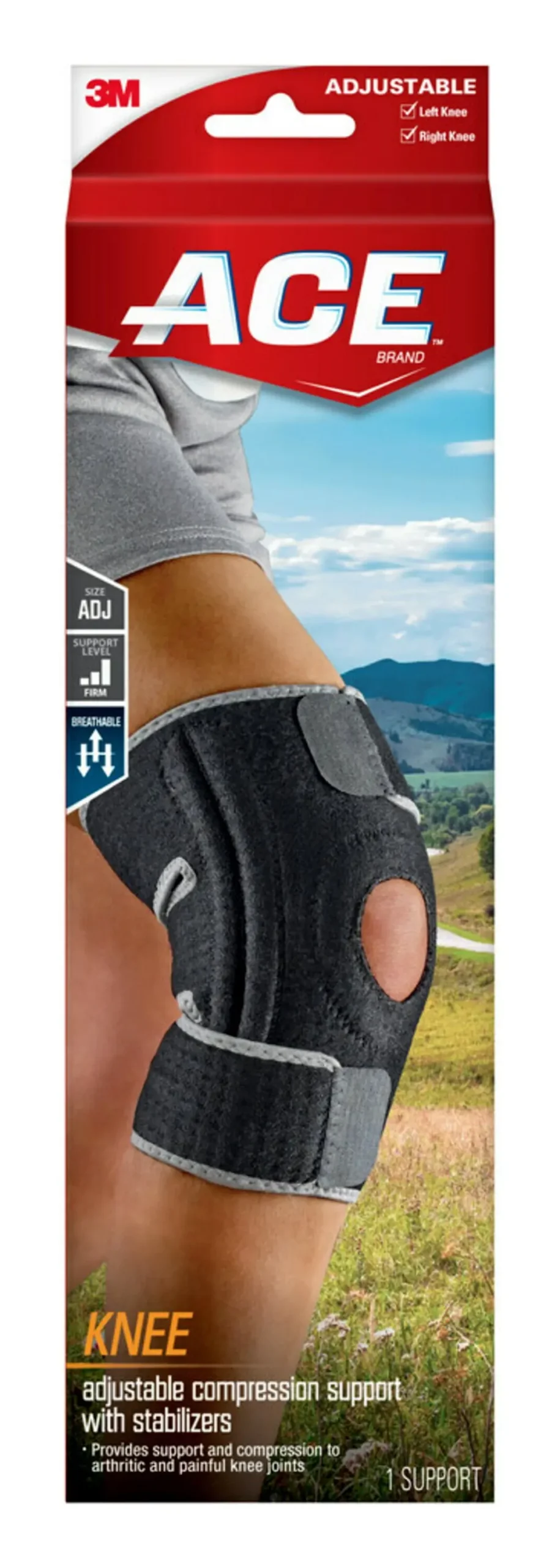 Knee Brace W/ Side Stabilizers, Easy-To-Use, Breathable 1