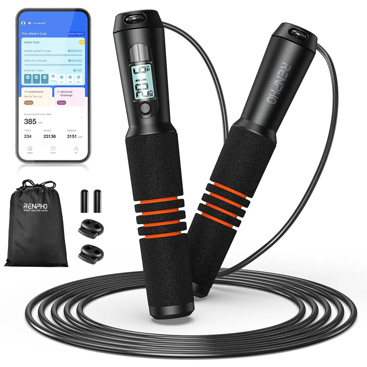 Smart Fitness Skipping Rope W/ App Data Analysis & Hd Lcd Display 1