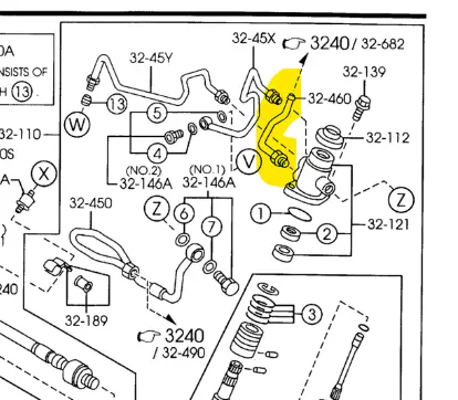 1999-2005 Mazda Miata Power Steering Return Cooling Line At Steering Rack Nc10-32-460 1