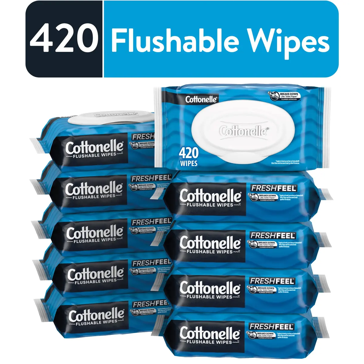 Cottonelle Flushable Wet Wipes - 10 Flip-Top Packs, 420 Total Flushable Wipes 1