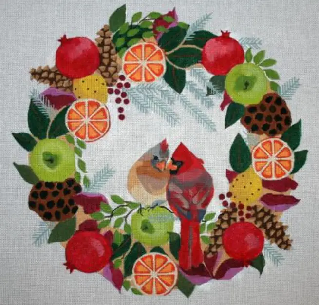 B375 Cardinals In Wreath 1