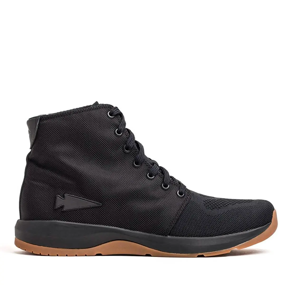 Men's Ballistic Trainers - Mid Top - Black + Gum W/ Black Reflective Spearhead 1