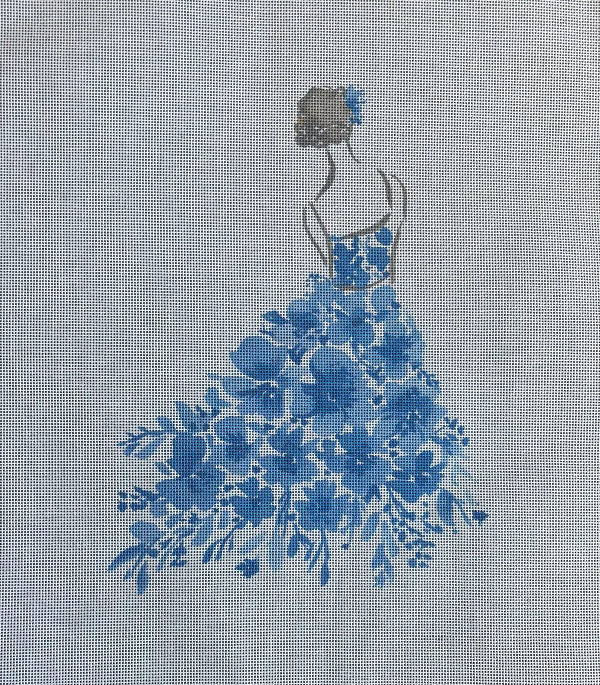 Ect876b Lady With Blue Flowers 1