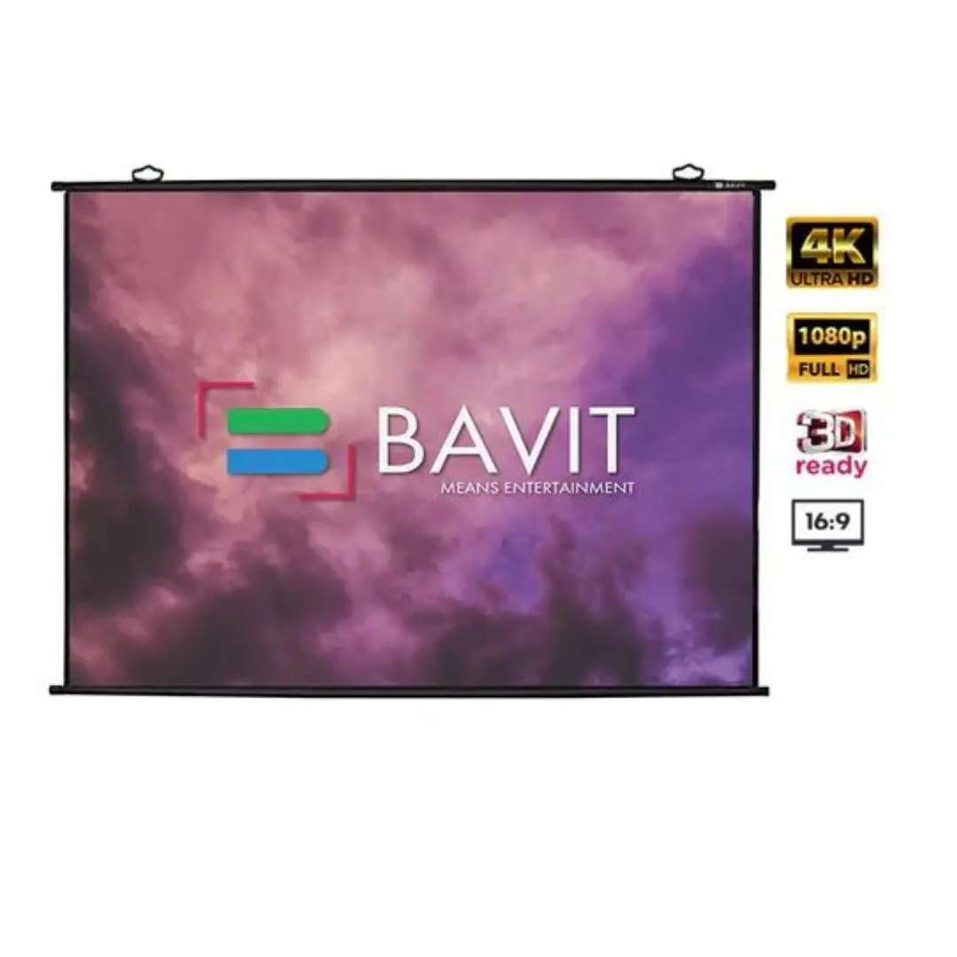 Bavit 16:9 Map Type Projection Screen - Matt White Fabric 4K/Full Hd & 3D Ready 1