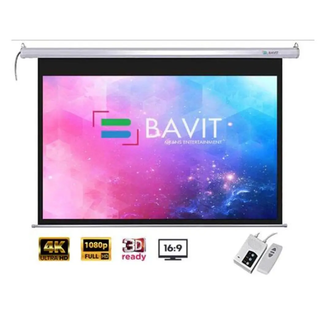 Bavit 16:9 Tab-Tension Motorized Projection Screen - Matt White Fabric 4K/Full Hd & 3D Ready 1