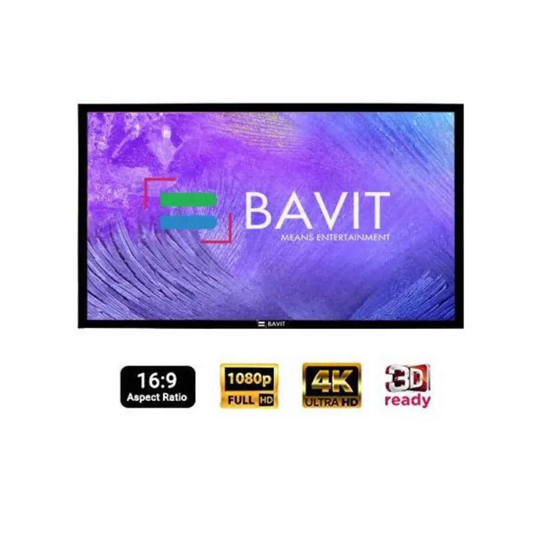 Bavit 16:9 Fixed Frame Projection Screen - 3D Silver Fabric 4K/Full Hd & 3D Ready 1