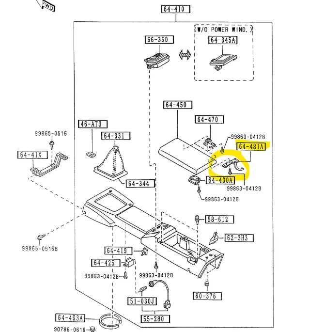 1990-1997 Mazda Miata Center Console Arm Rest Hinge Stop Na01-64-481A 1