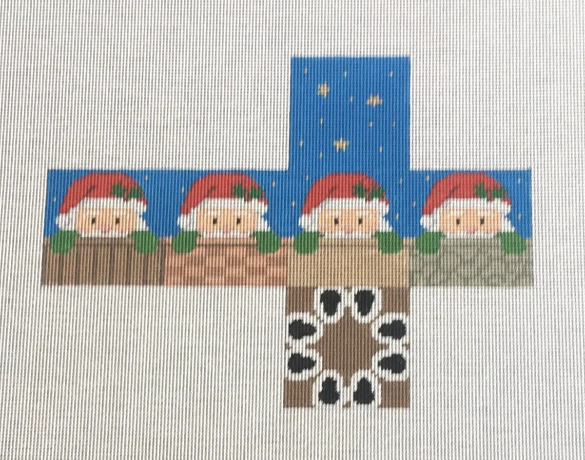 5355 Santa Peeking 3D Cube Ornament 1