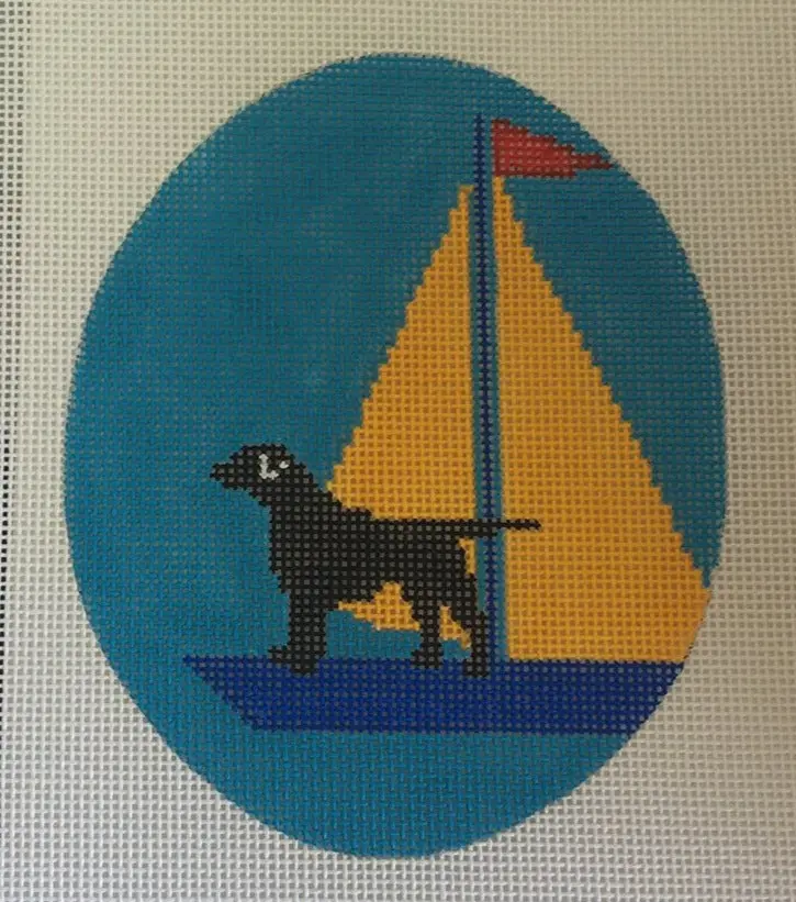 Lre-Xo03 Black Lab On Sailboat - Yellow 1