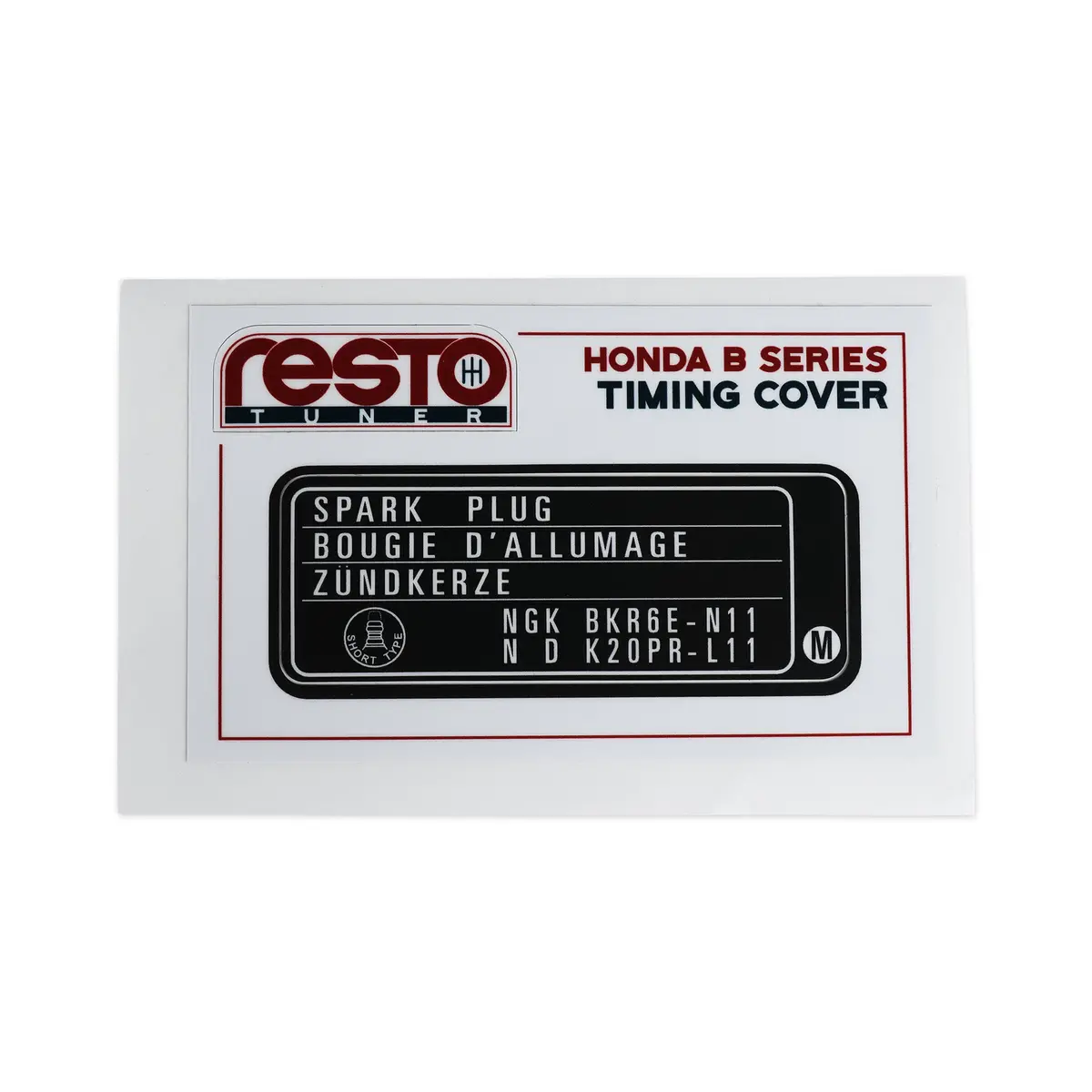 Restotuner B Series Timing Cover Replacement Decal 1