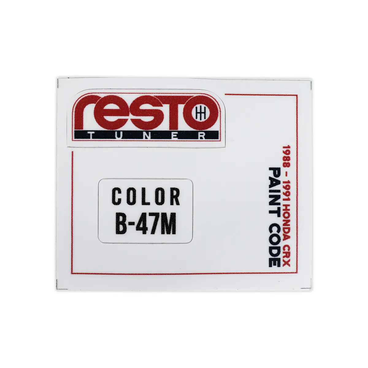 Restotuner Honda Paint Code Replacement Decals 1