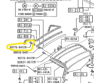 1990-2005 Mazda Miata Soft Top Front Bow Retainer Screw 1