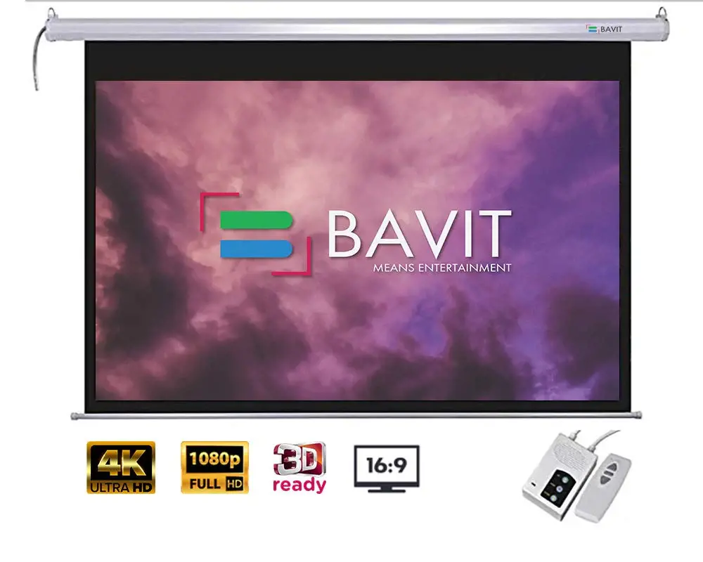Bavit 16:9 Motorized Projection Screen - Matt White Fabric 4K/Full Hd & 3D Ready 1