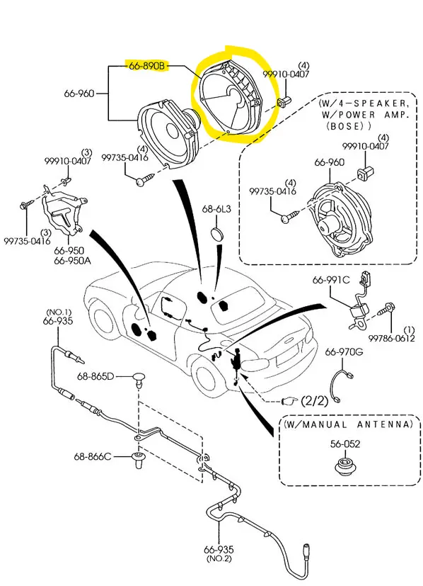 1999-2005 Mazda Miata Door Speaker Bracket Nc10-66-890B 1