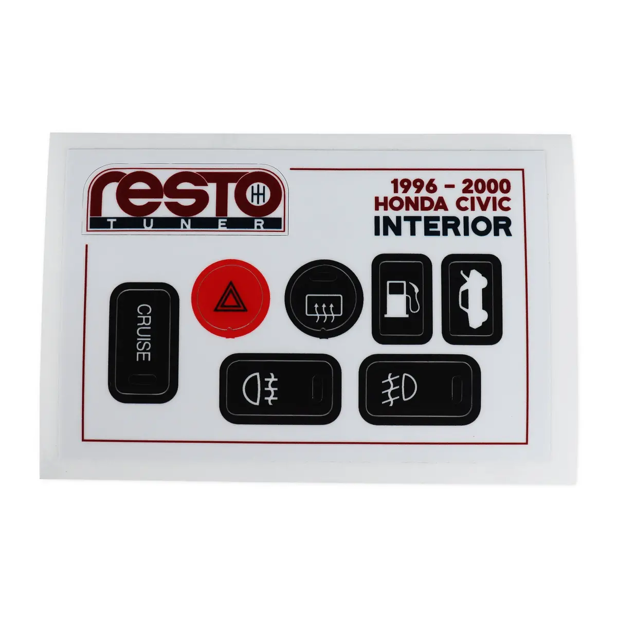 Restotuner Replacement Interior Decal Set For 96-00 Civic 1